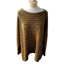 Kaktus Fall Colors Olive Green Multicolored Speckled Stripe Tunic Sweater Italy