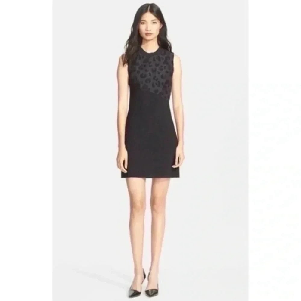 3.1 Phillip Lim Black Animal Leopard Pattern Sleeveless Sculpted Dress Size 6