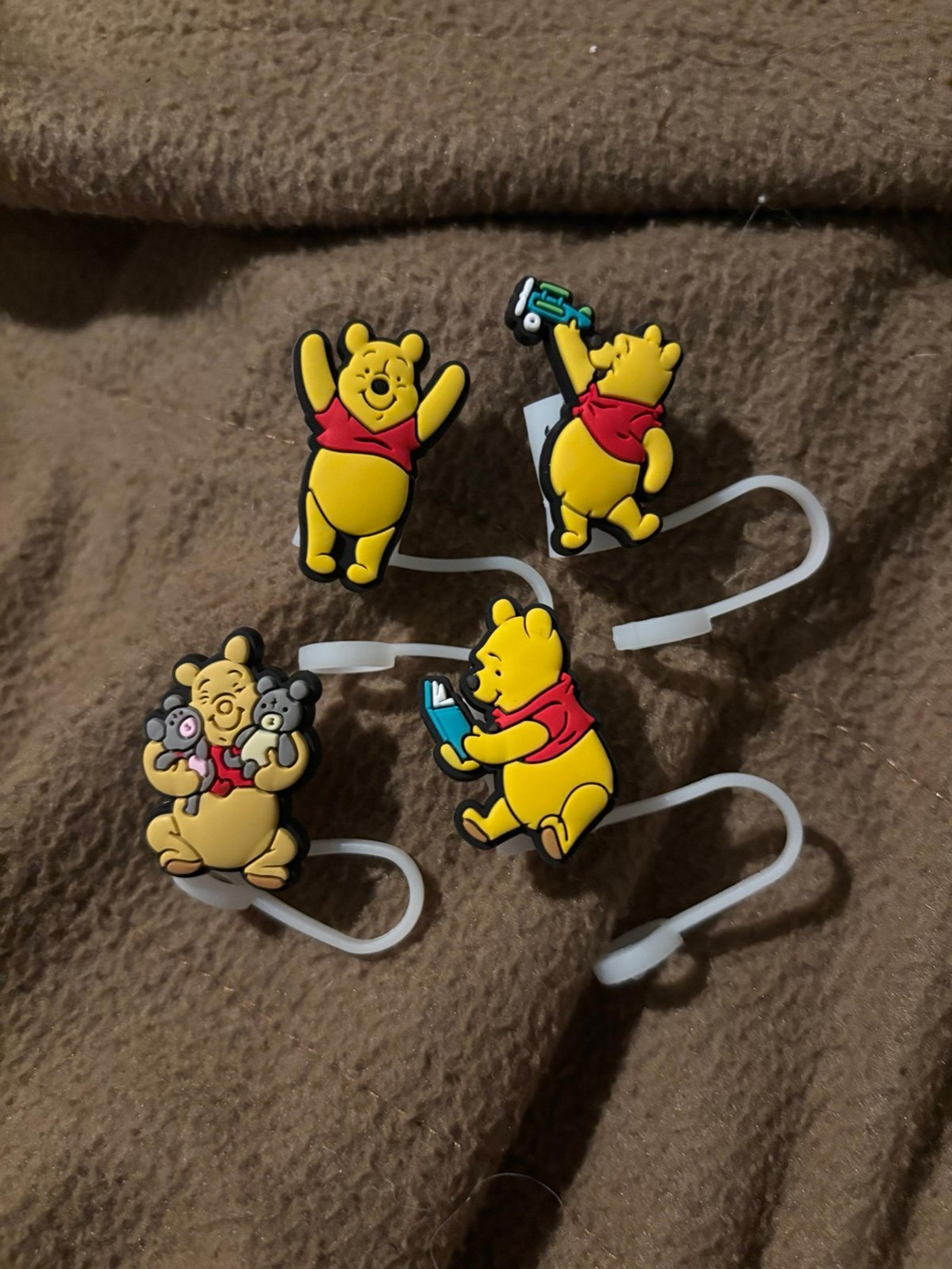 New Disney WINNIE THE POOH STRAW TOPPERS Universal size keeps dirt & debris away