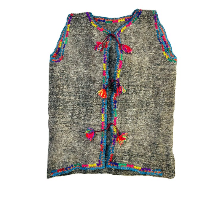 Vintage Rainbow Embroidered Tassel Wool Sweater Vest