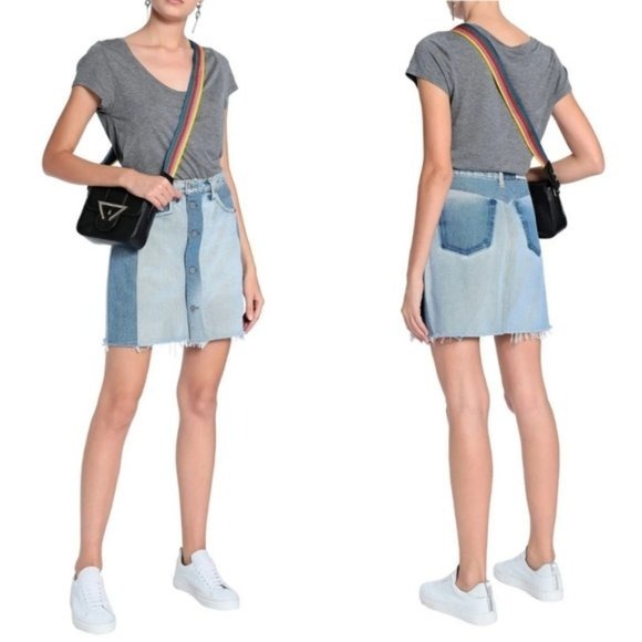 Re/Done Levi's Button Down A Line Mini Skirt Size 25