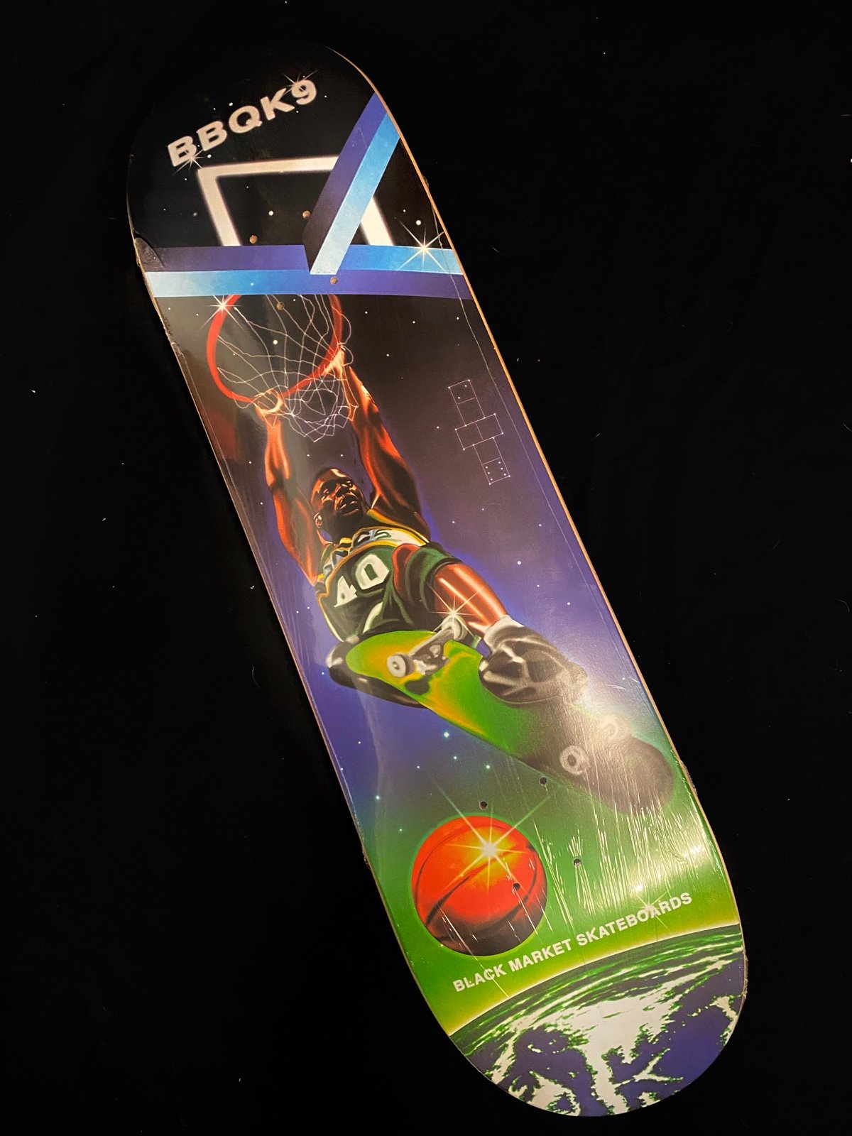 RARE Shawn Kemp NBA Black Market Skateboard Deck MIDNIGHT ICE CREAM BBQK9 Dunk