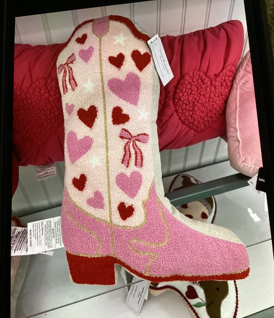 ❤️❤️NWT Isaac Mizrahi Pink Cowboy Boot Decorative Pillow