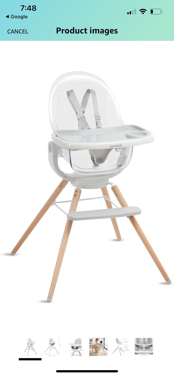 Munchkin 360 cloud baby high chair with clear seat new