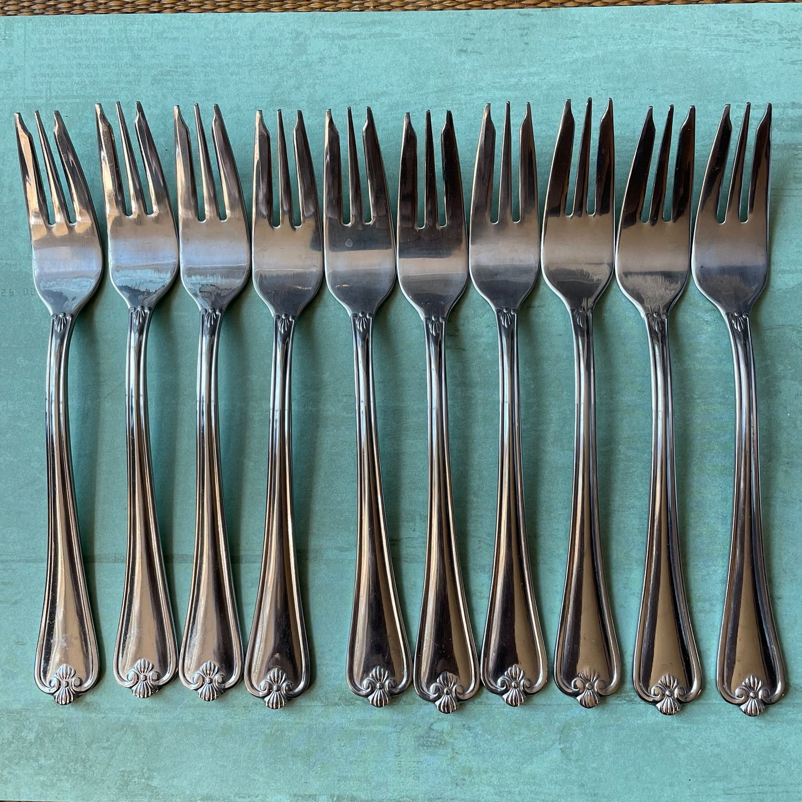 International Silver Canfield stainless cocktail appetizer forks set of 10