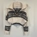 JOIE Women's Cream Black Aztec Fair Isle Pattern Half Zip Chunky Crop Sweater, S