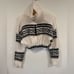 JOIE Women's Cream Black Aztec Fair Isle Pattern Half Zip Chunky Crop Sweater, S