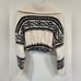JOIE Women's Cream Black Aztec Fair Isle Pattern Half Zip Chunky Crop Sweater, S