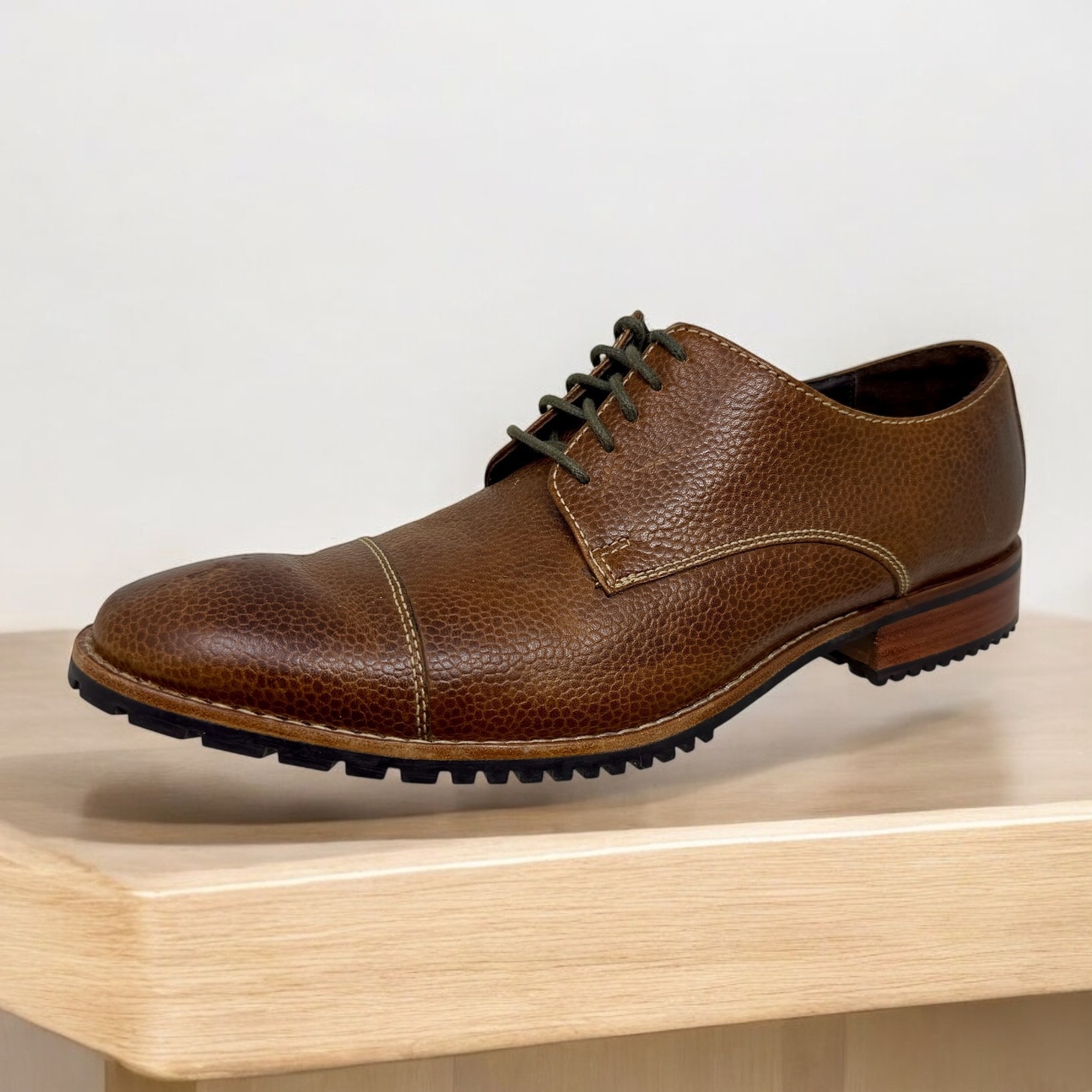 Cole Haan Oxfords Brown Pebbled Leather Mens 8 1/2 Cap Toe I.5.1