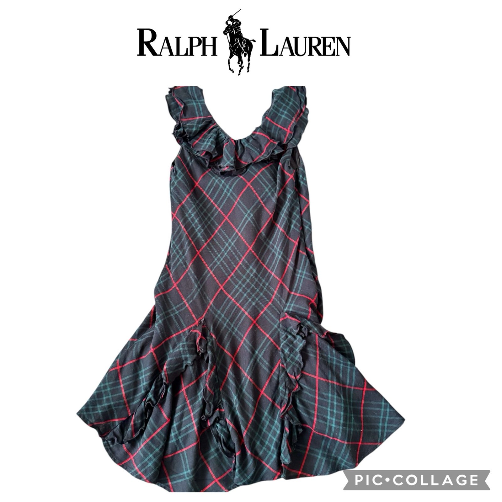 Polo Ralph Lauren girls ruffled black red Green Party dress size 6