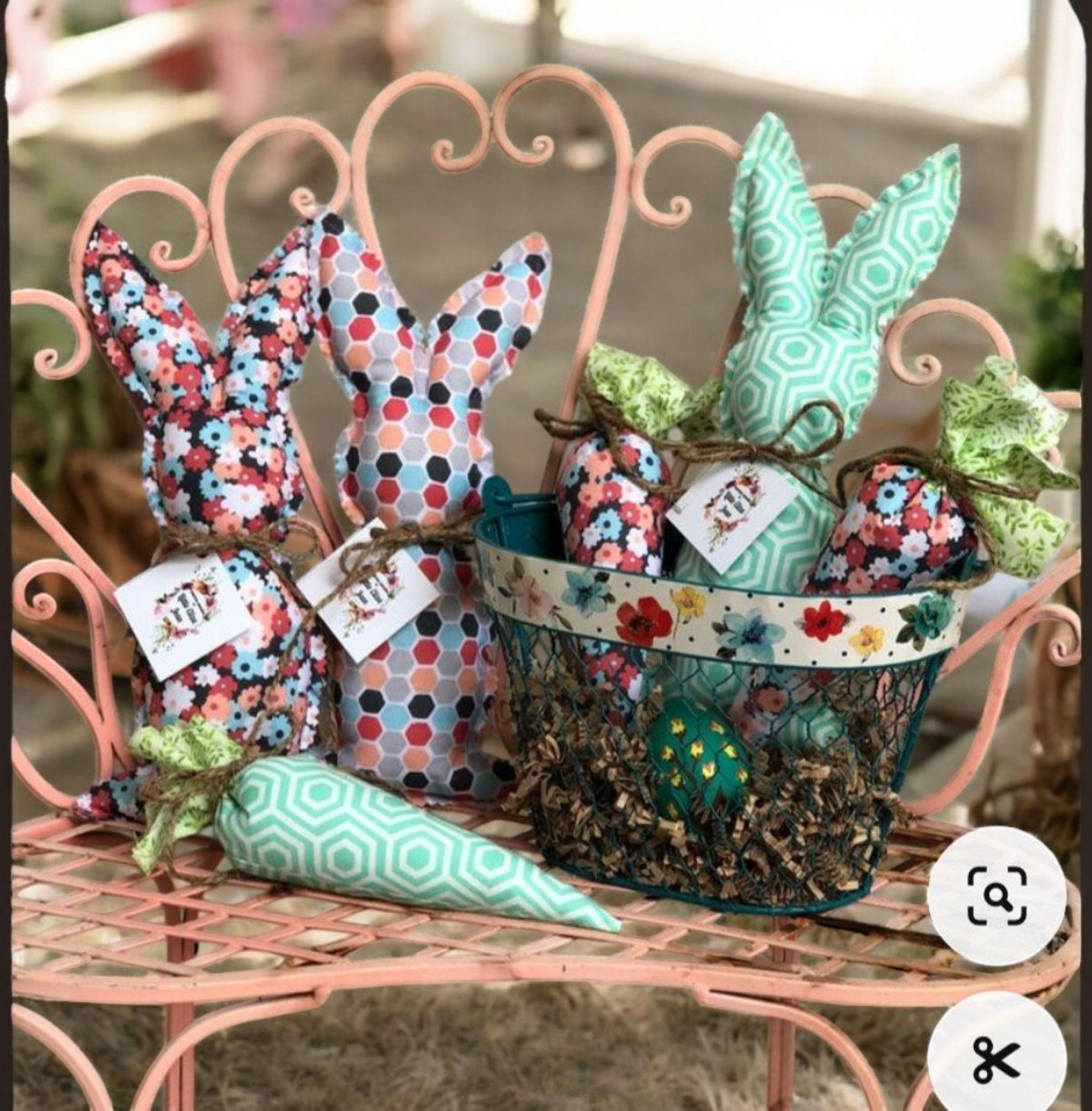 ♡Set 3 Handmade Easter Bunnies & 3 Carrots, Home/Table Decor, Basket Gifts Kid♡)