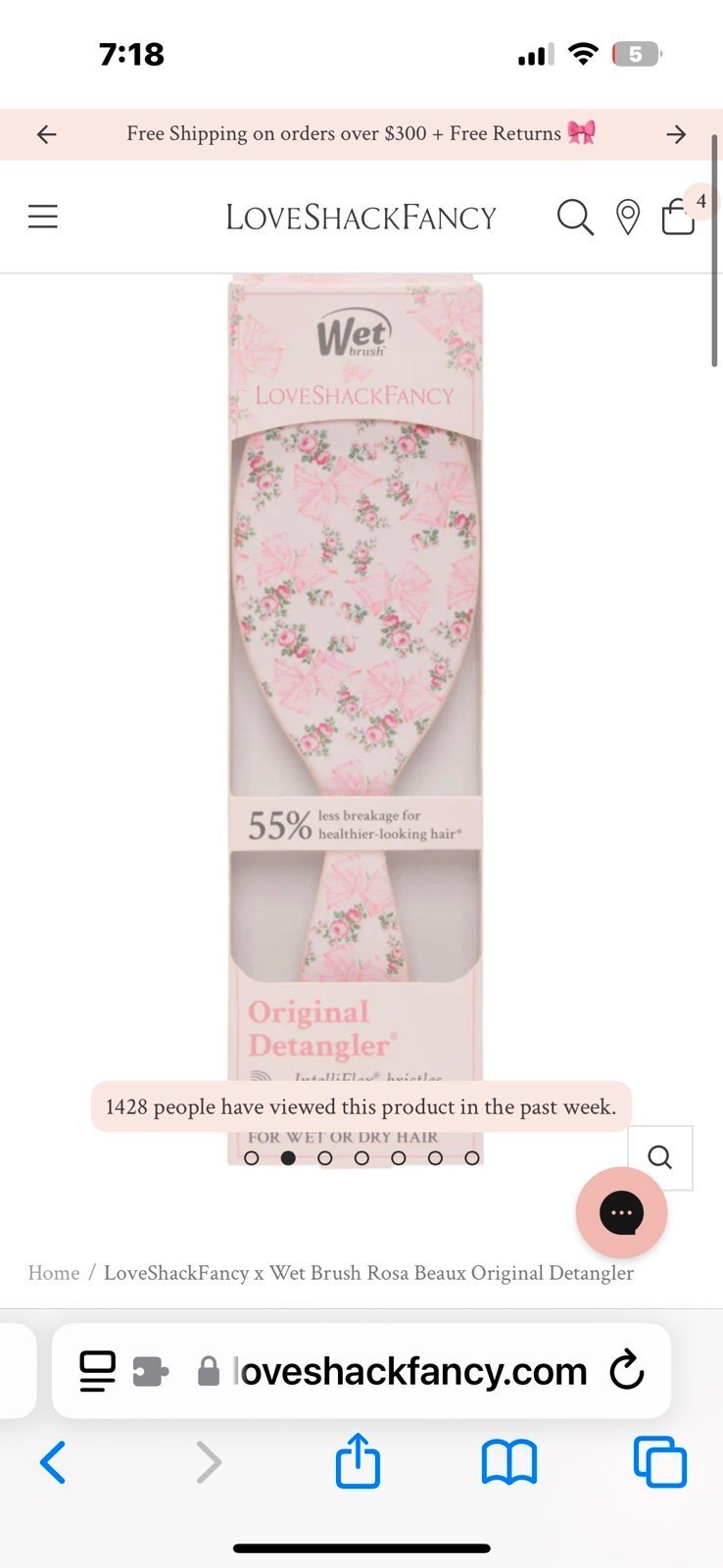 Bundle! LoveShackFancy X Wet Brush Pink Rosa beaux Detangler large and small
