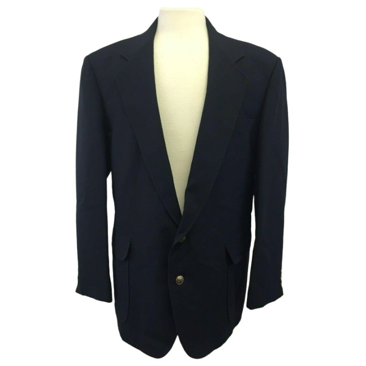 Reed St James Suit Jacket Blazer Mens 44R Navy Blue 2 Button 5 Pocket Lined