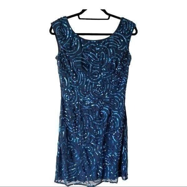 Shail K. Sleeveless Blue Sequin Cocktail Dress Size 10