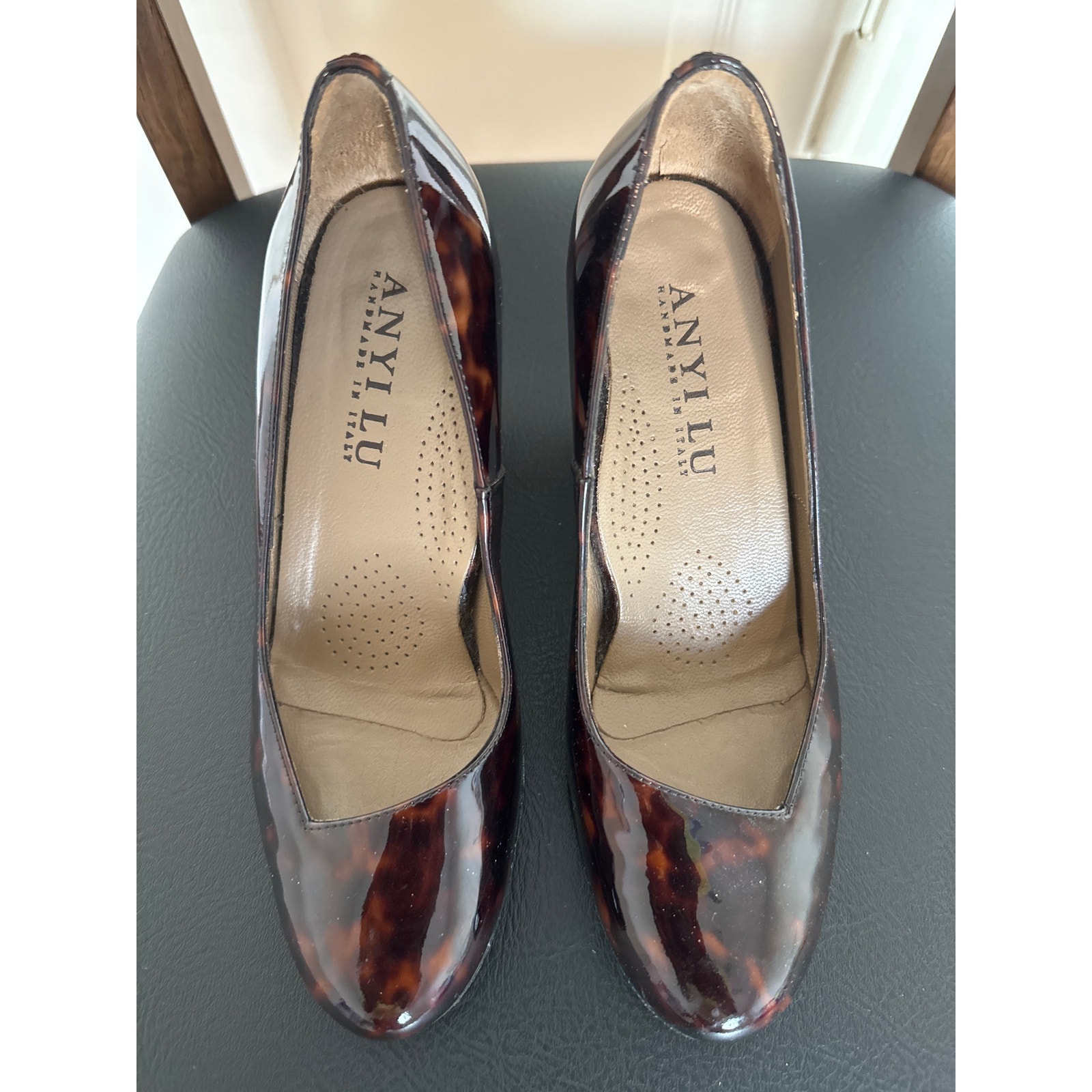 Anyi Lu Shoes Women Patent Leather Pumps Brown Black EU 37/7