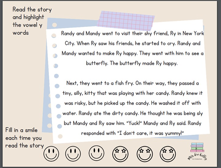 Mrs. Lexi Kelley Tutoring Steps for Successful Reading Stories Step 1 Packet
