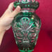 crystal handcut green vase