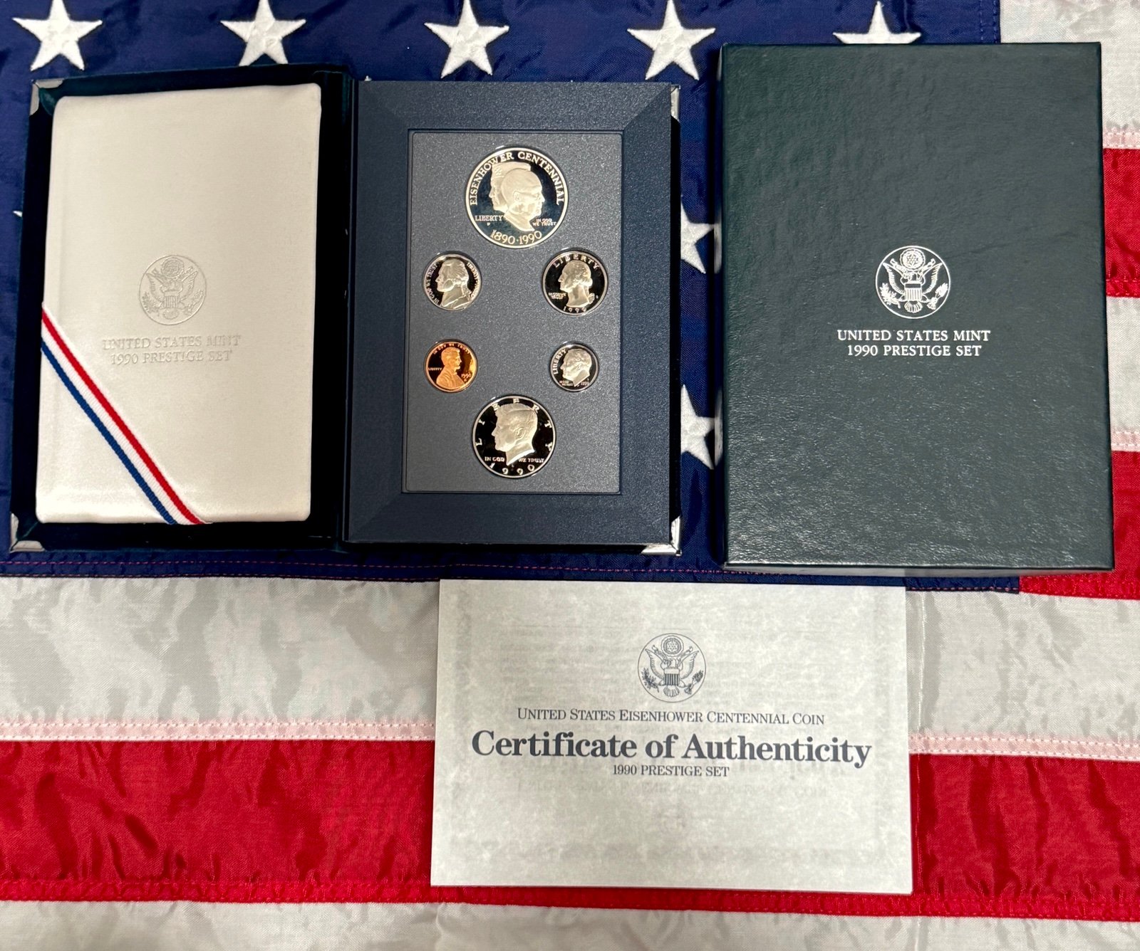 1990 Prestige Set. US Mint Proof Set W/Silver Ike Dollar