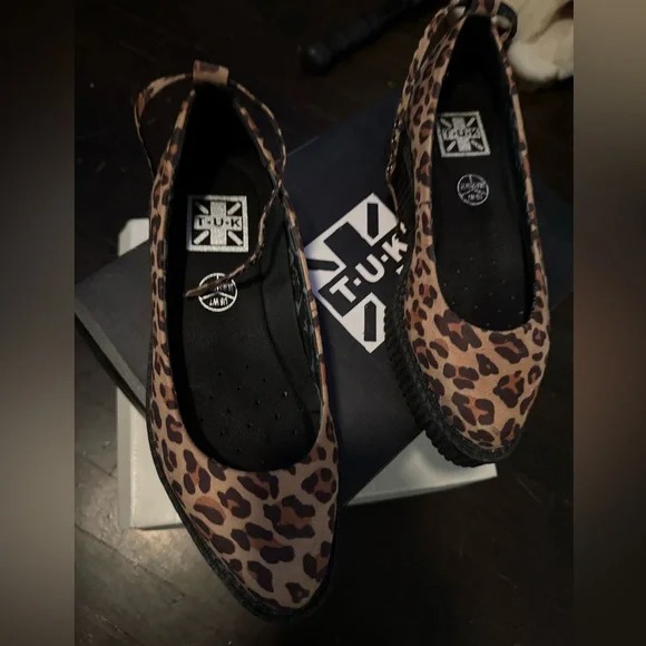 TUK leopard flats with ankle straps