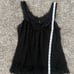 Vintage Doen Style Black Eyelet Ruffle Sheer Tank Size L