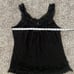 Vintage Doen Style Black Eyelet Ruffle Sheer Tank Size L