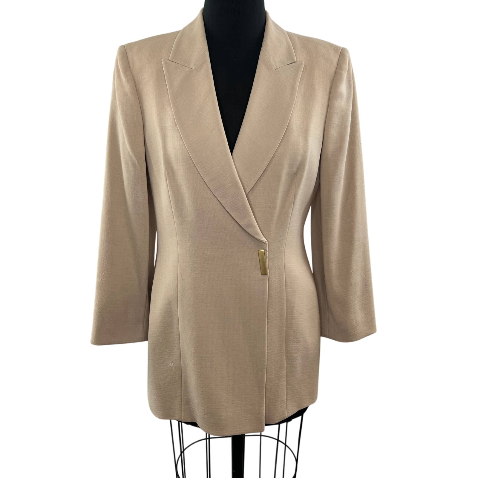 Vintage NWT Gianfranco Ferre Studio 100% Virgin Wool Beige Blazer Long Sleeve 6