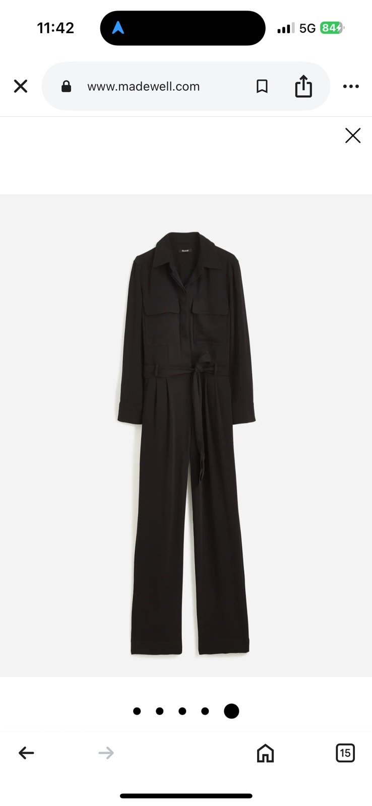 Madewell Tie-Waist Straight-Leg Jumpsuit (size 2)