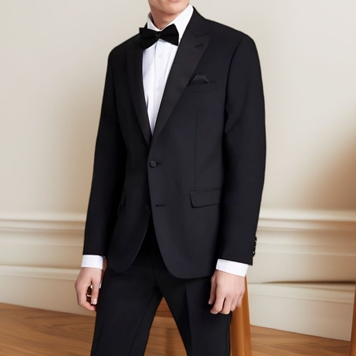 Bar III Mens Slim Fit Faille Trim Two Button Tuxedo Jacket Black Size 40R NWT