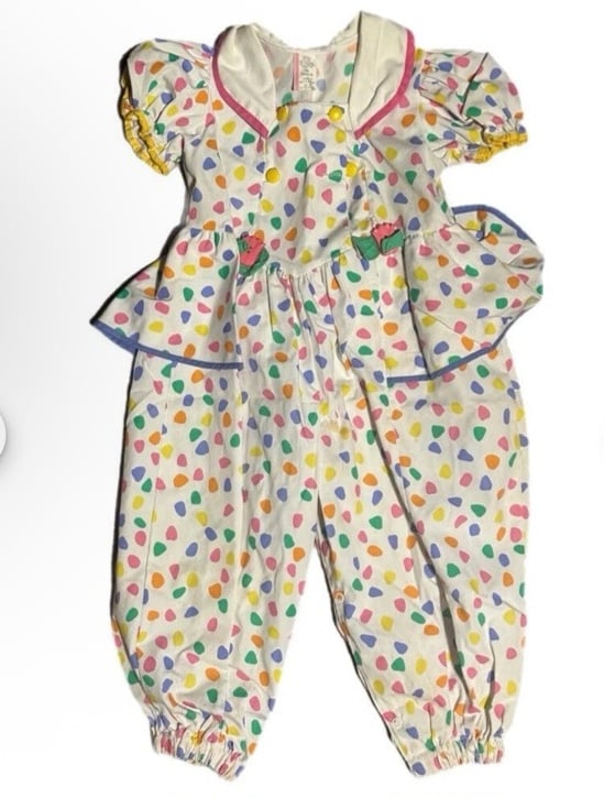 Vintage 1990's short sleeve print jumpsuit bubble Pants