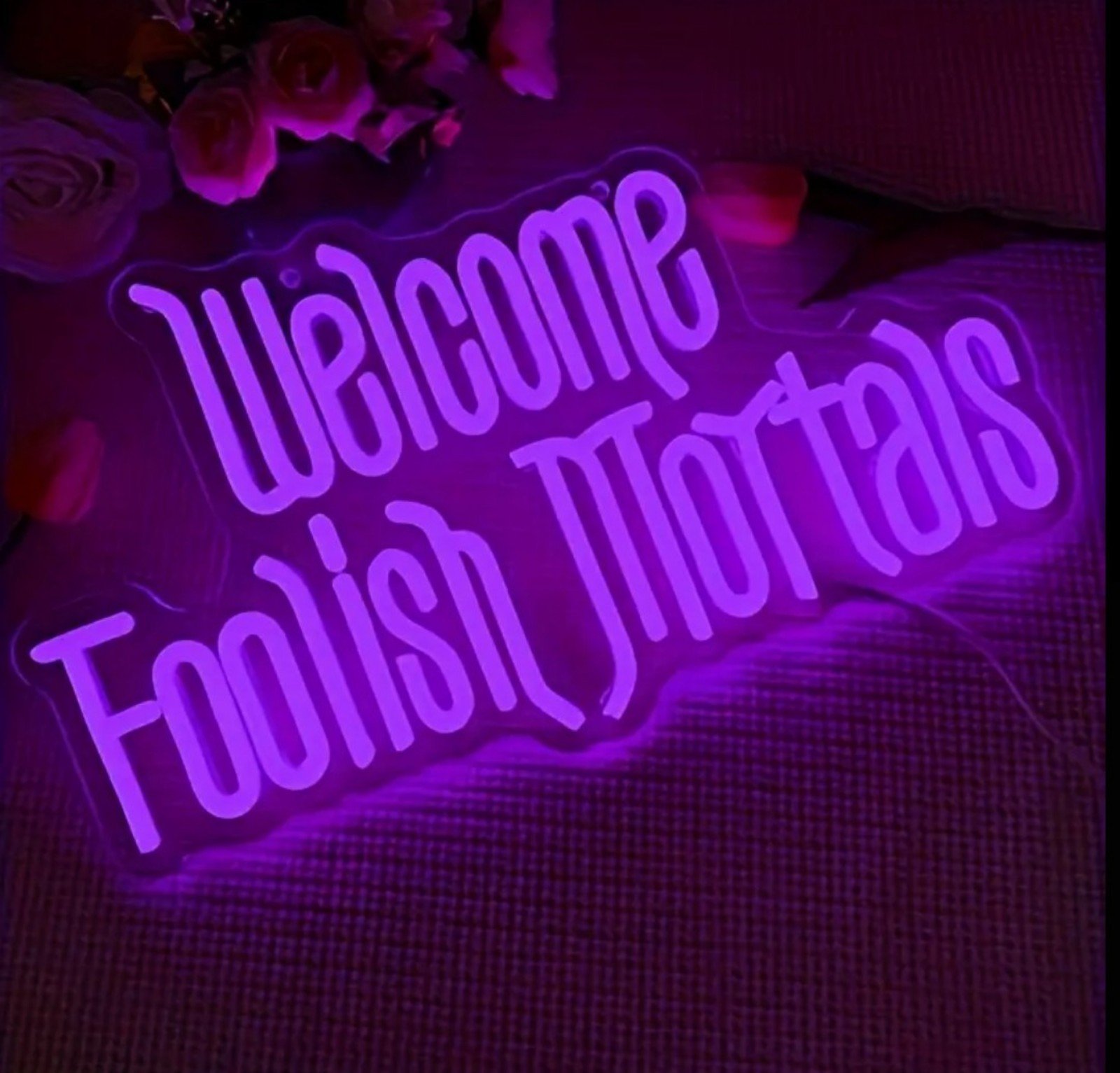 Welcome Foolish Mortals Neon LED Light - Dimmable, USB-Powered--NEW
