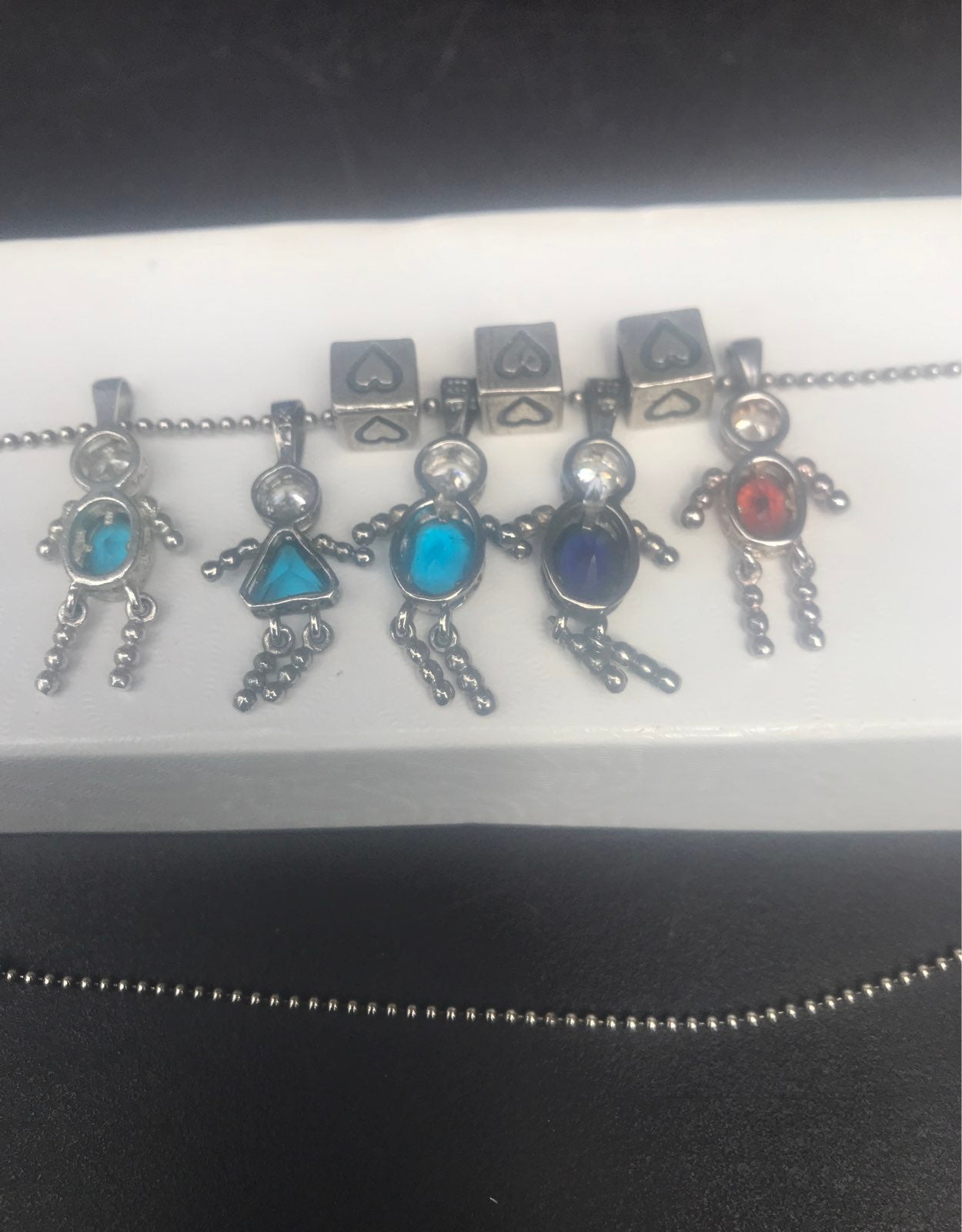 Silver charm birthstone necklace