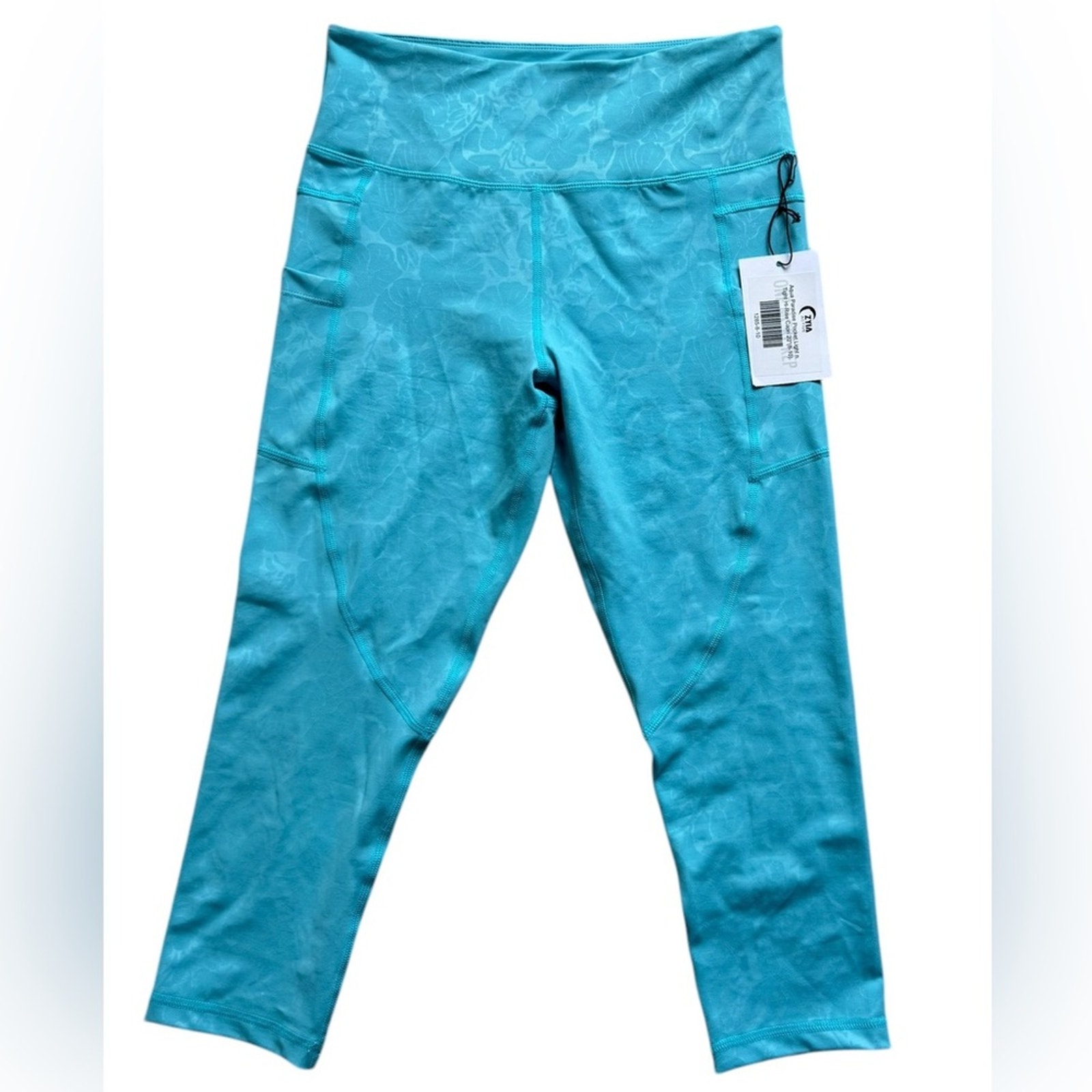 Zyia Active Aqua Paradise pocket light N tight hi rise capri size 8-10 NWT