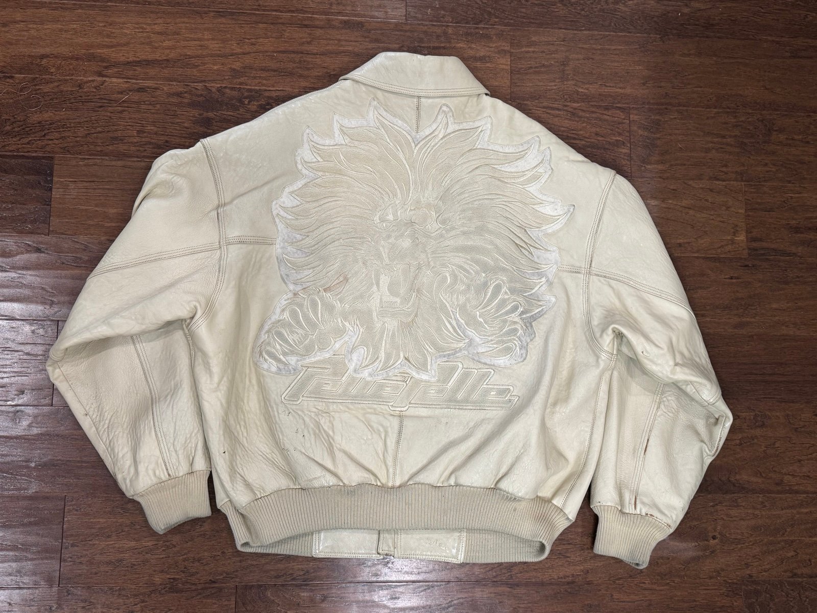 Pelle Pelle Marc Buchanan Men’s Vintage Lion Leather Jacket Cream Size XL