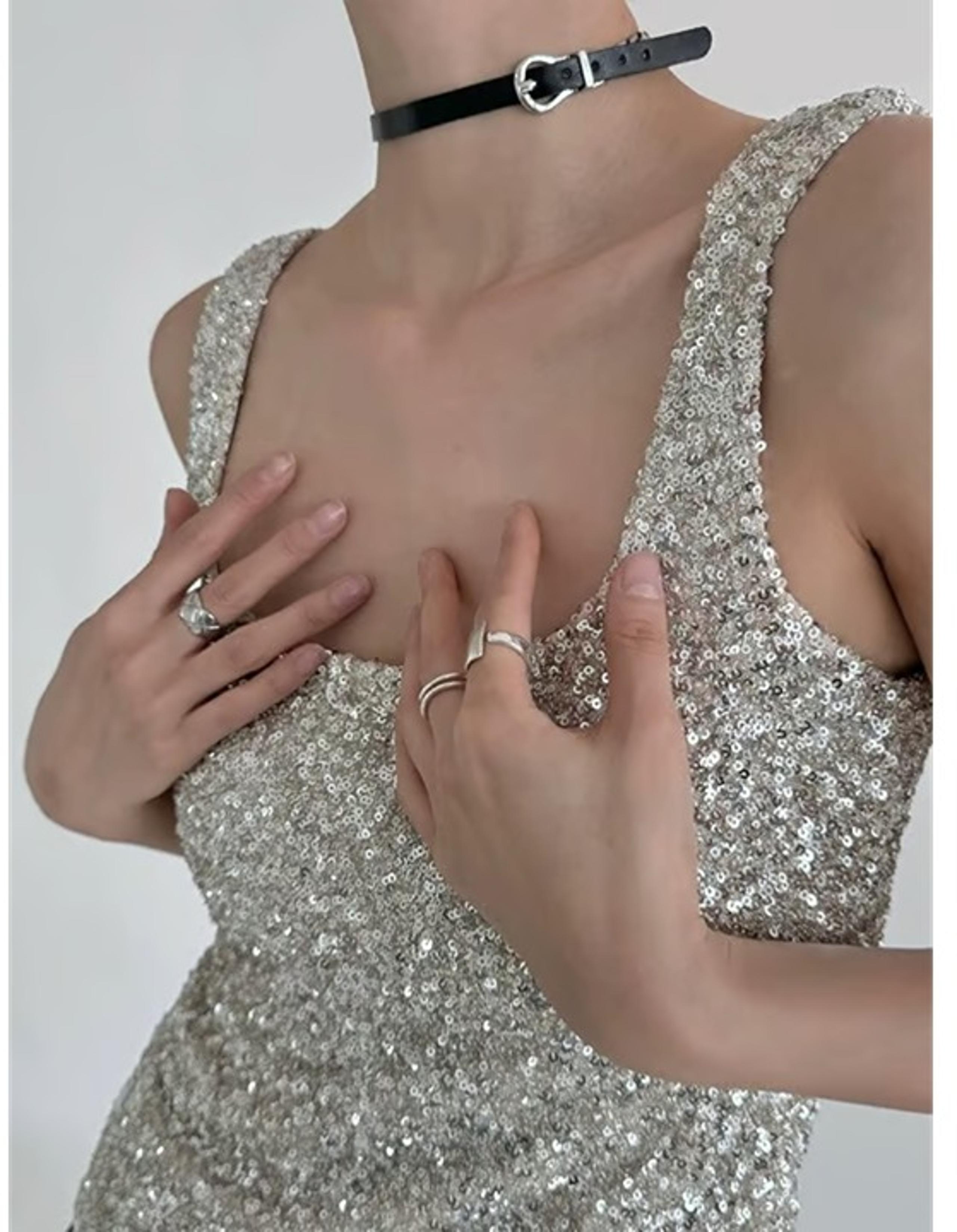 Premium Design Sequined Camisole - Color: Silver