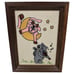 Completed Embroidered Cow Jump Over Moon Fiddle Cat Framed Frame 6x8 cute