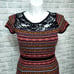 Sparrow Anthropologie Womens L Fair Isles Striped Knit Lace Trim Sweater Dress