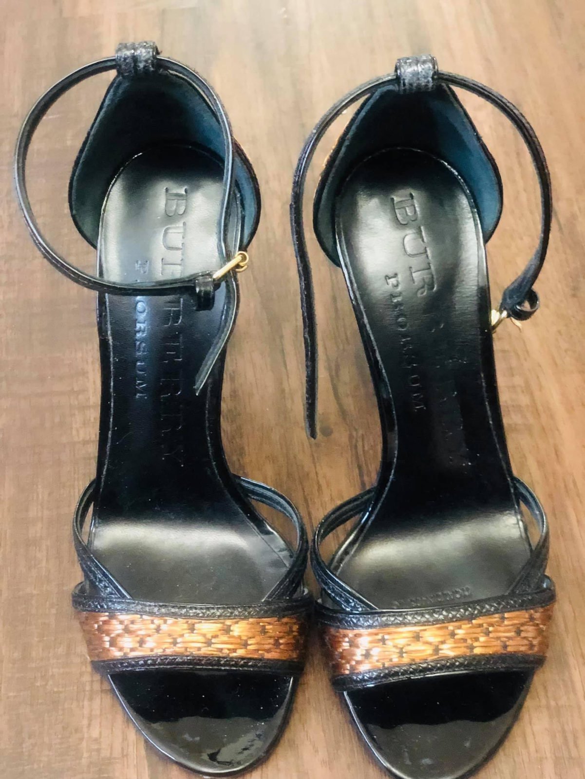 Burberry Stiletto Black with Gold Trim *