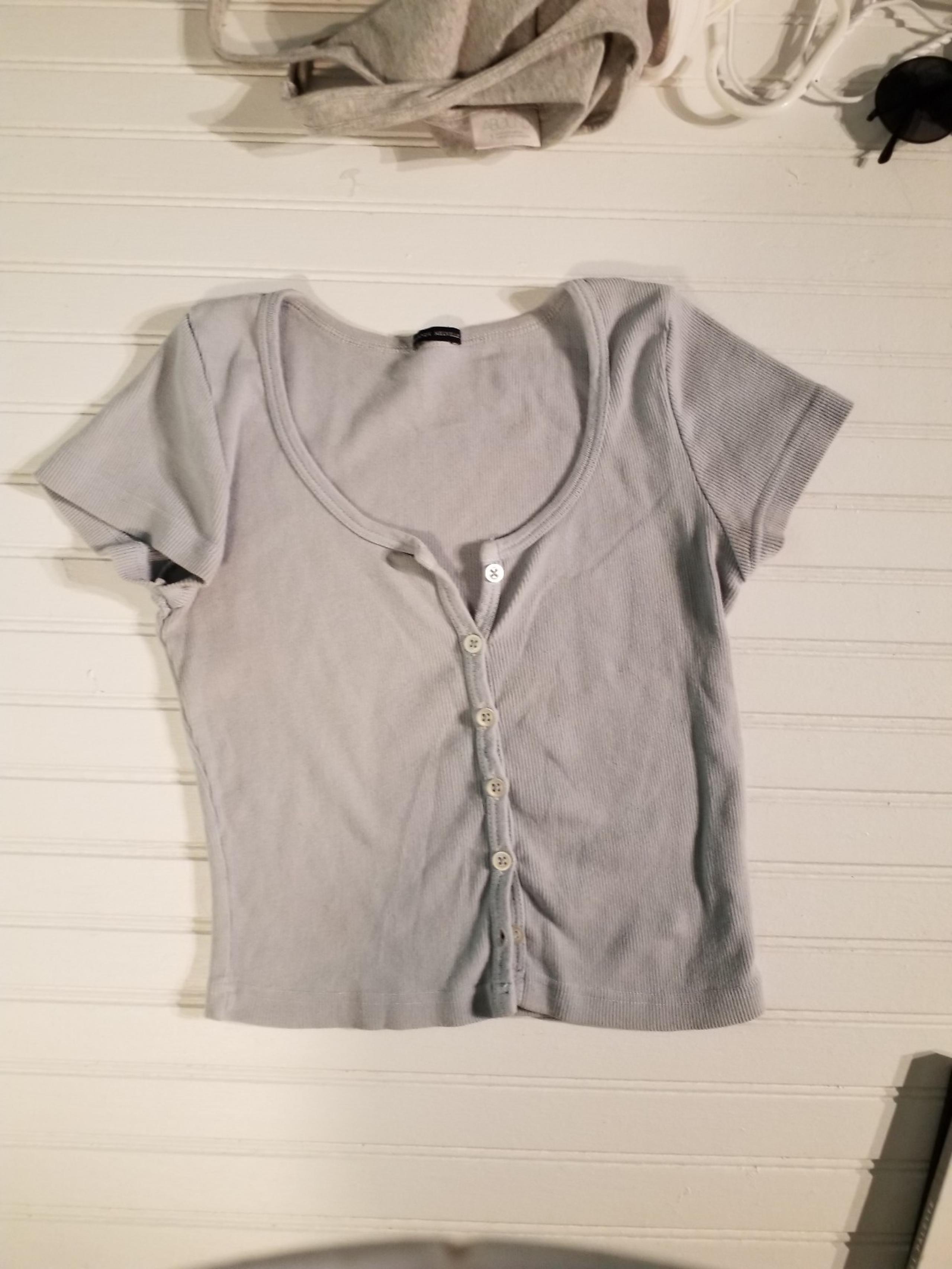 BRANDY MELVILLE Womens, Halter Top,  Blue Button-Up,sz.Small