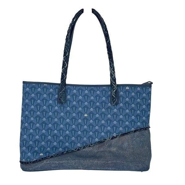 289 By Sara Giunti Womens Gorayd Look Sparkle Denim Like Tote Shoulder Bag Blue