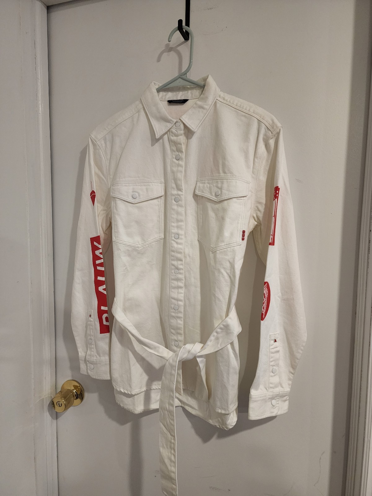 Scotch & Soda White Overshirt Jacket Hearts and Graphics Amsterdams Blauw