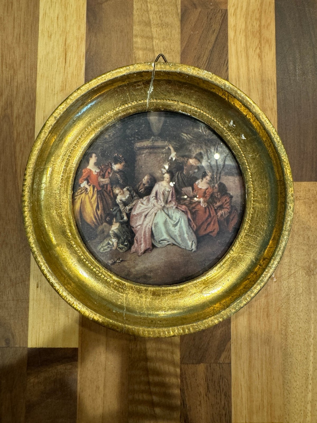 PATTER G.B Florence Italy Vintage Mini Framed Paintings Meeting At The Garde 5”