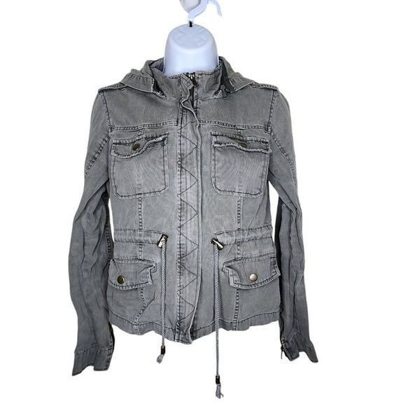 American Rag Removable Hood Army Jacket Womens Size S Green