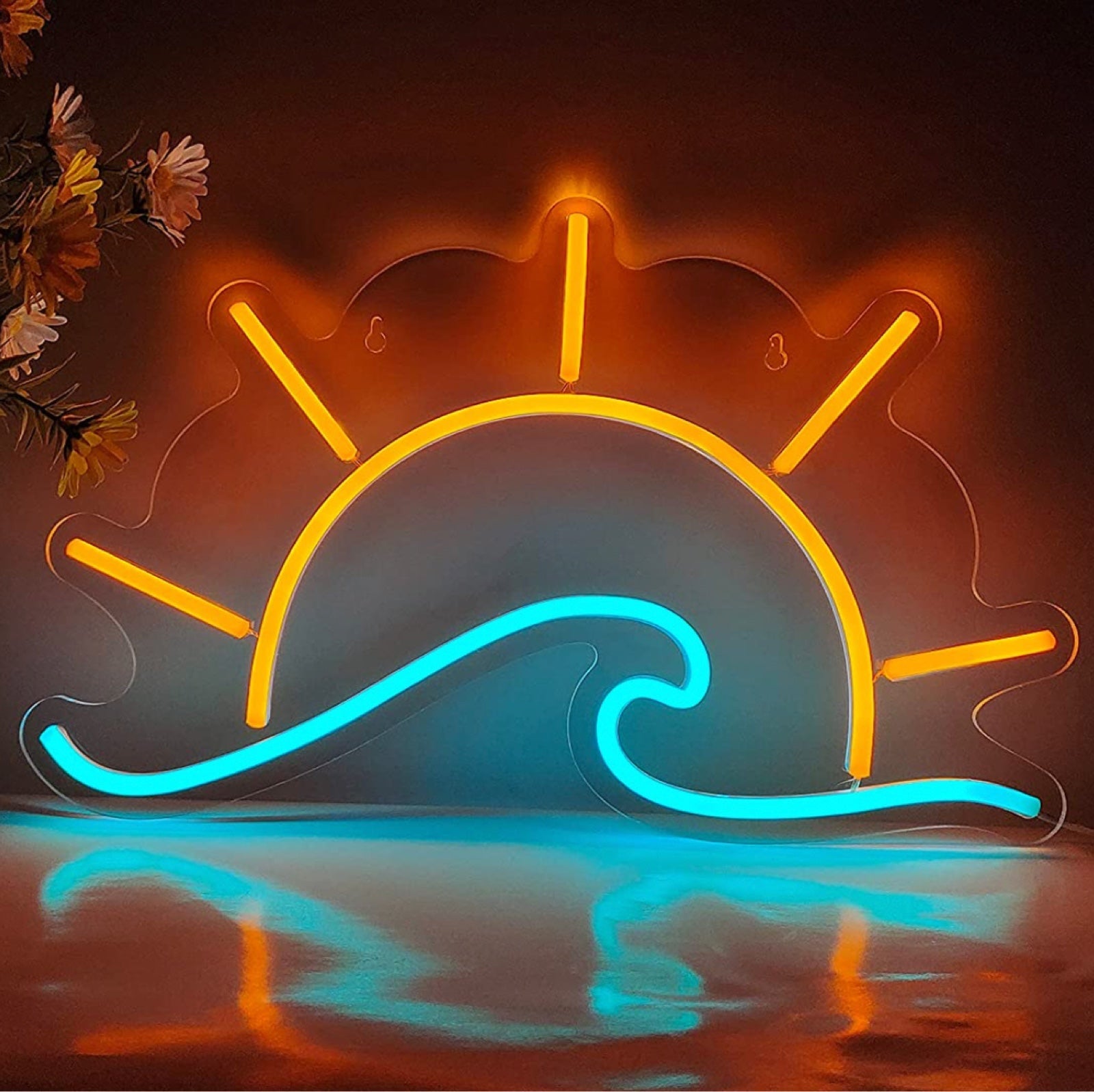 Lovely Bright Sea Wave Shining Sun LED Night Light Room Wall Decoration