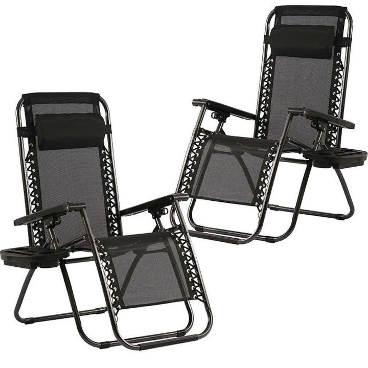 Zero Gravity Chairs Set of 2 Patio Adjustable Reclining Folding Chairs w/ Pillow