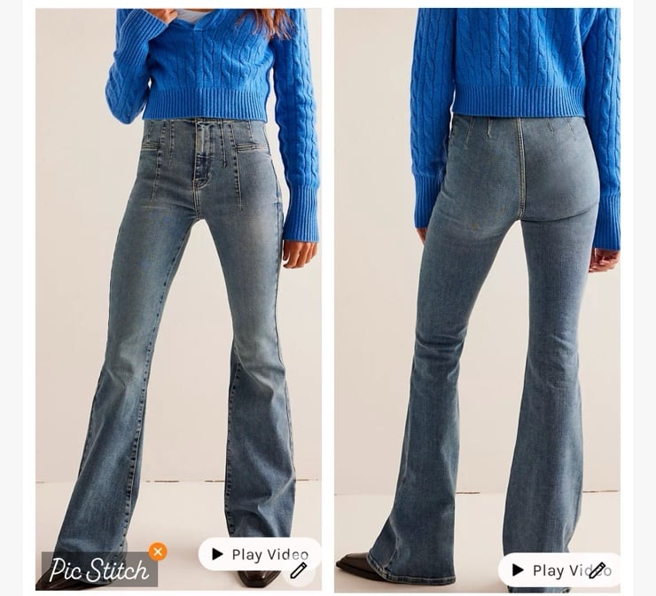 We The Free Jayde High Rise Flare Leg Jeans Mermaid Blue