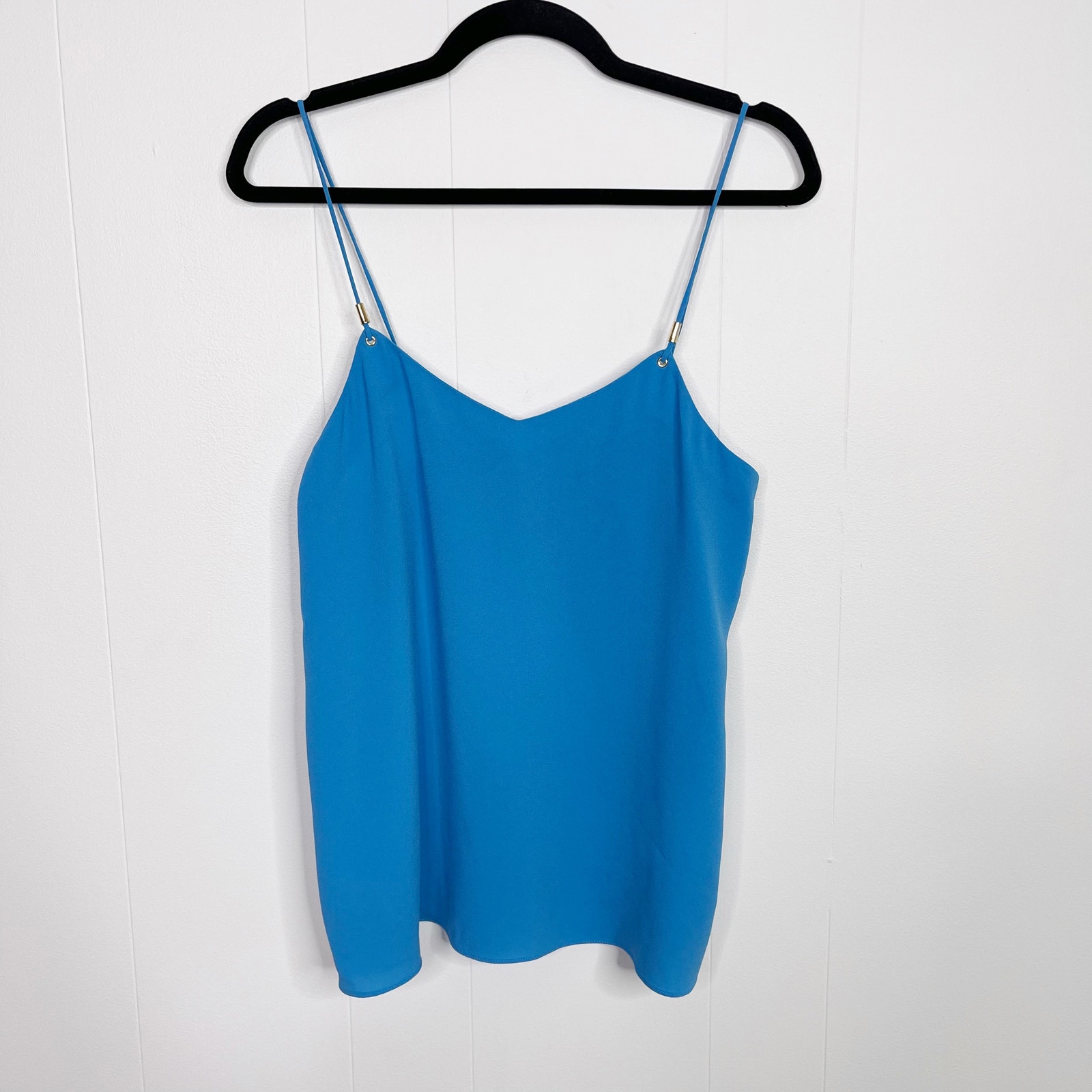 Tibi Bibelot Crepe Cami with Knot Detail Captain Blue Size 4 Metal Accents Tank