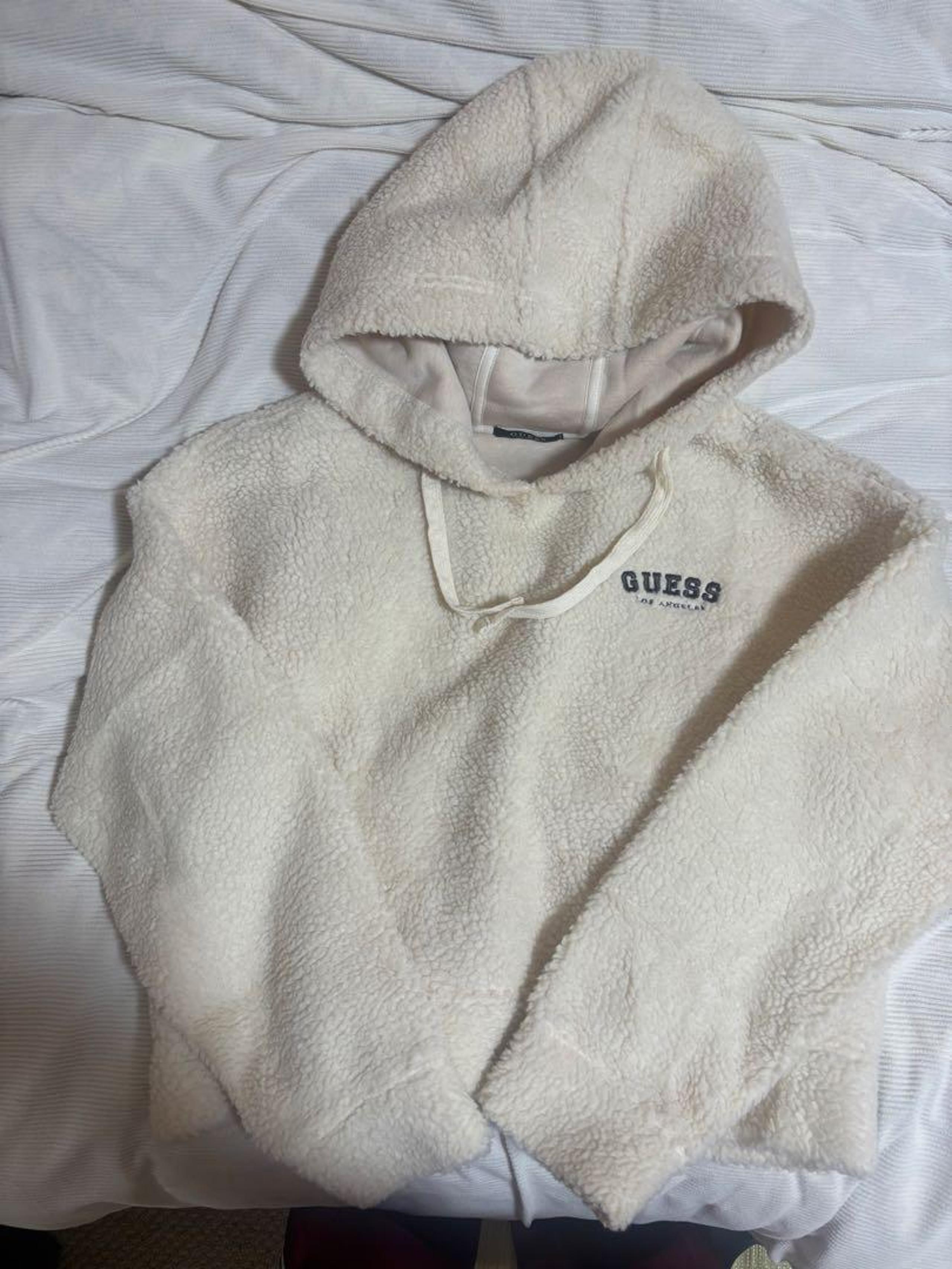 GUESS Fleece Hoodie Parka Ivory