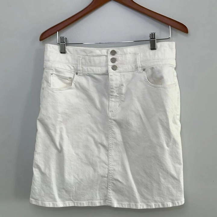 Ann Taylor White Denim Mini Skirt