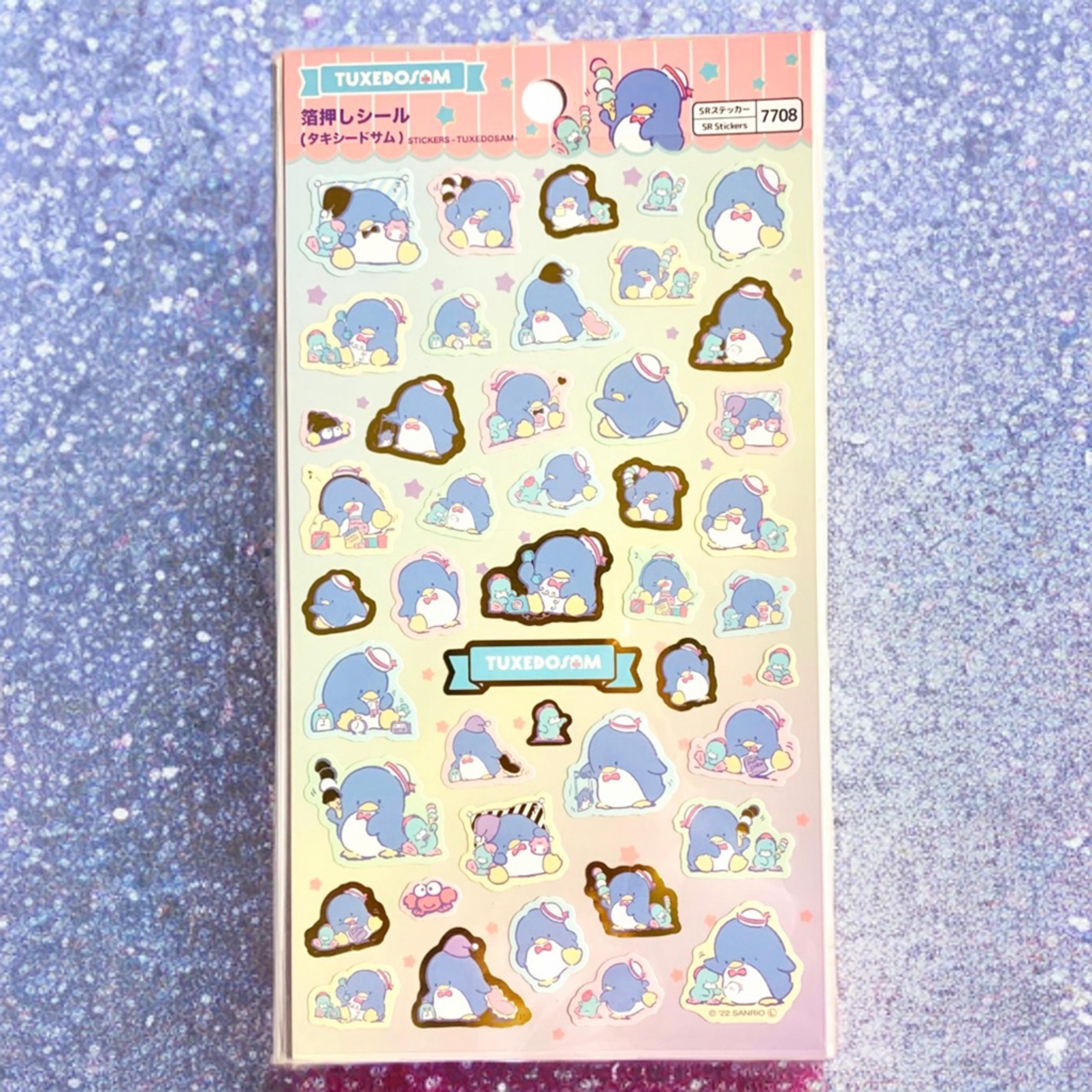 Sanrio Tuxedo Sam Sticker Sheet, Gold Accents Kawaii Scrapbook Journal Planner
