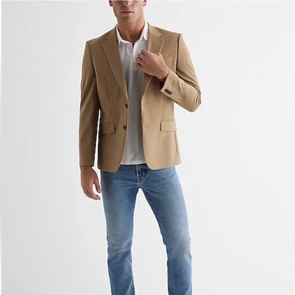 [Express] NWT Slim Tan Wool-Blend Modern Tech Suit Jacket